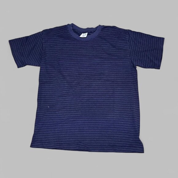 Vintage Teak Sport Blue Striped T Shirt - Picture 1 of 4